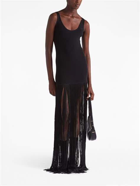 Prada Sleeveless Fringed Knitted Dress 